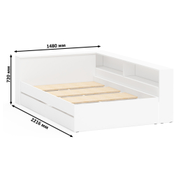 Туалетный столик для спальни с подсветкой 110 и Ксения кровать 1200 с ящиками и прикроватный блок