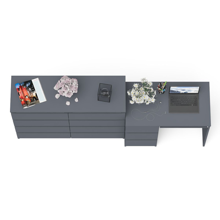Домашние кабинеты, Комод Мори 1200-8 и стол компьютерный МС-6 3 ящика слева