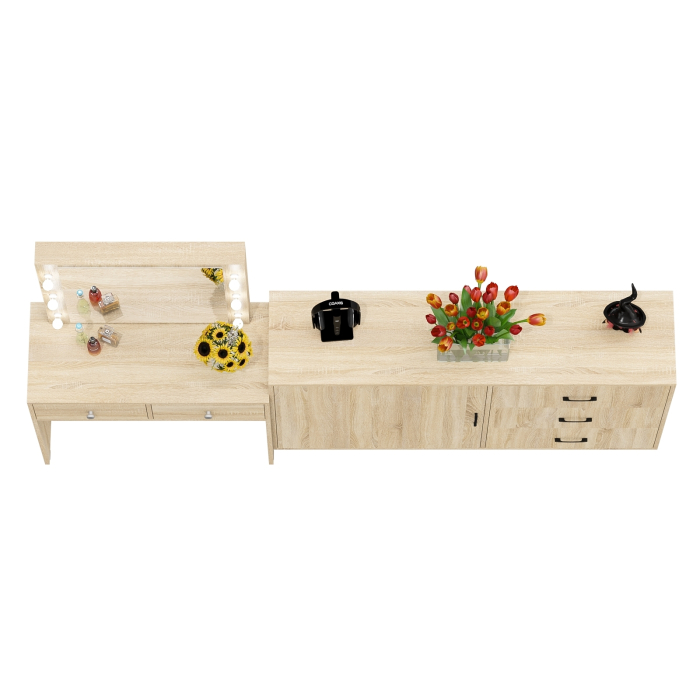 Туалетные столики, Косметический столик с лампочками СТ-5 и комод-тумба 122-1504