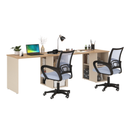 Набор для работы и учёбы из двух столов письменных Лайт 12.163 и двух серых кресел