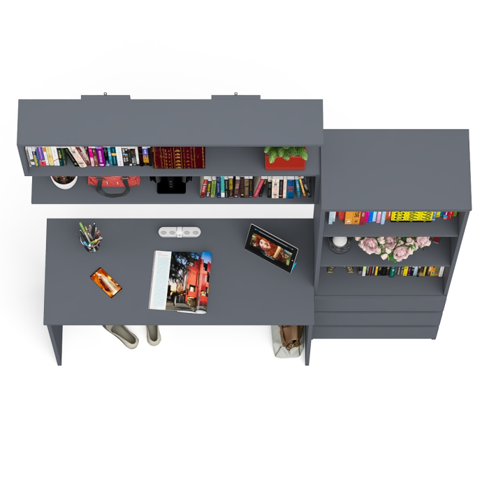 Прямые компьютерные столы, Стеллаж-комод Мори с письменным столом на 1200 и навесной полкой на 1200