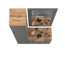 Шкаф-пенал в прихожую с обувницей и зеркалом Октава.