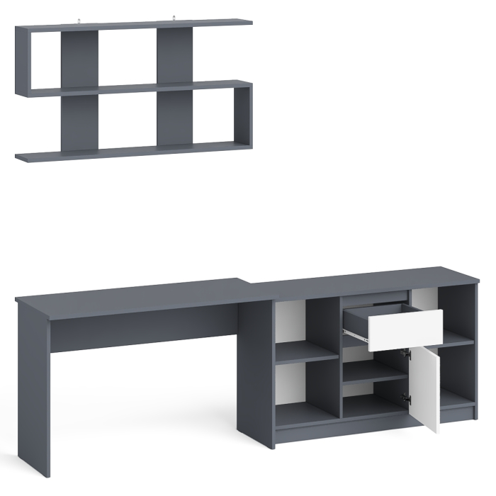 Прямые компьютерные столы, Тумба большая с дверками и нишами с письменным столом Мори и верхней полкой на 1200