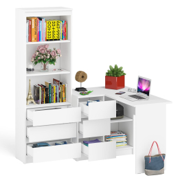 Стеллаж-комод Мори МСТ600 3 ящика и стол угловой компьютерный МС-16 левый