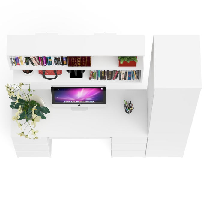 Домашние кабинеты, Компьютерный стол МС-2 с верхней полкой и пеналом для вещей Мори