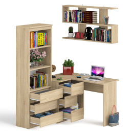 Уголок школьника Мори с угловым столом и полкой и стеллажом