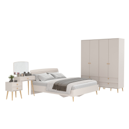 Два двухдверных шкафа Афина с туалетным столиком и кроватью 1600