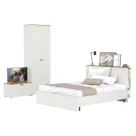 Спальные гарнитуры, Кровать двухспальная Остин с ортопедическим основанием с тумбой 13.257 и шкафом 16.307