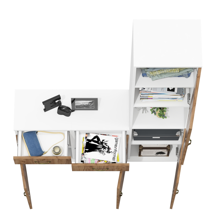 Домашние кабинеты, Две тумбы с ящиком и дверкой и пенал для рабочего кабинета Лидер-8