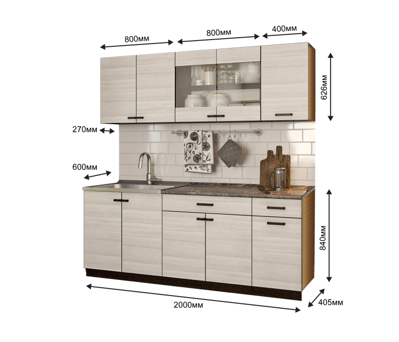 Кухонные гарнитуры, Кухня Мальва ЛДСП 2,0 м