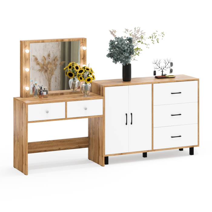 С зеркалом, Комод 123-1204 и косметический столик с подсветкой СТ-5