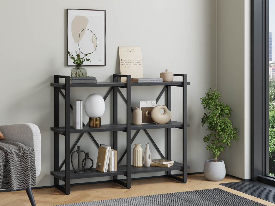 Стеллажи, Стеллаж Айсберг Лофт 120х102-3 черный