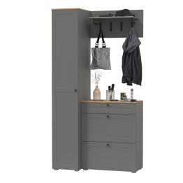 Обувница с пеналом для одежды и вешалкой с полкой Остин