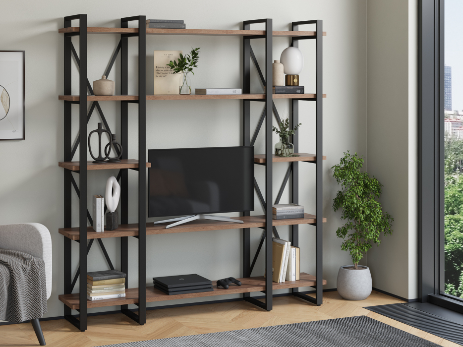 Стеллажи, Стеллаж Айсберг Лофт 160х182-4 v4 черный