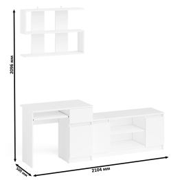 Однотумбовый компьютерный стол Мори МС-1 правый с тумбой МТВ1200.1 и открытой полкой на 900