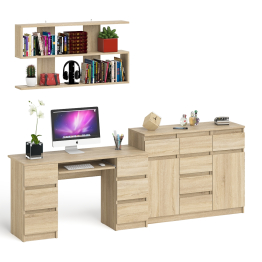 Комод-тумба Мори МК1200.4 с открытой верхней полкой и стол компьютерный МС-2