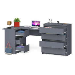Комод Мори МК800 4-ре ящика с угловым компьютерным столом Мори МС-16 тумба слева