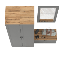 Тумба две дверки с зеркалом и два пенала в прихожую Остин