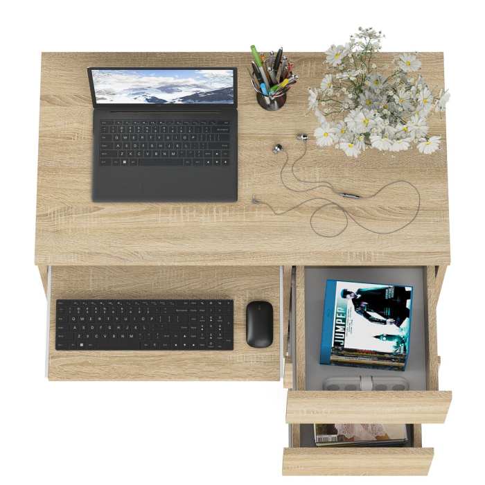 Детские столы, Стол компьютерный три ящика Мори МС-6 правый