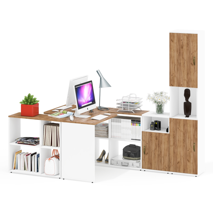 Домашние кабинеты, Домашний офис Лидер-8 для двоих человек из столов, пенала и тумбы.