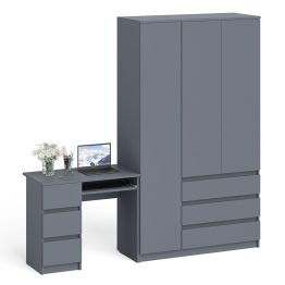 Компьютерный стол МС-6 левый и шкаф-комод с дверкой и тремя ящиками МШ-1200-1 Мори