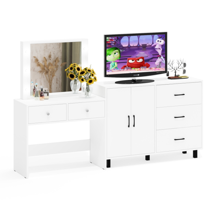 С зеркалом, Комод 123-1204 и косметический столик с подсветкой СТ-5