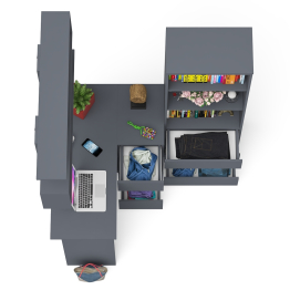 Рабочее место с угловым столом Мори МС-16 правым со стеллажом и полкой