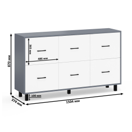 Комод шесть выдвижных ящиков РВК 127-1504