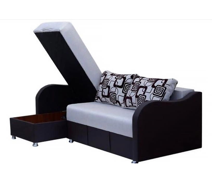 Диваны угловые в гостиную, Угловой диван Кристалл 1, иск кожа/рогожка (Без подушек)