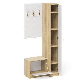 Вешалка для верхней одежды с обувницей с мягким сиденьем и пенал П-6-500 фрезеровка ромб