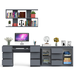 Двухтумбовый стол компьютерный с ящиками МС-2 с тумбой-комодом и полкой 1200 Мори