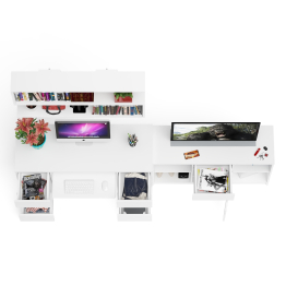 Стол письменный двухтумбовый Мори МС-2 с навесной открытой полкой и тумбой под ТВ