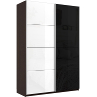 Шкафы-купе 2-х дверные, Шкаф-купе Прайм 2х дверный Белый Глянец/Стекло черное 160х57х230