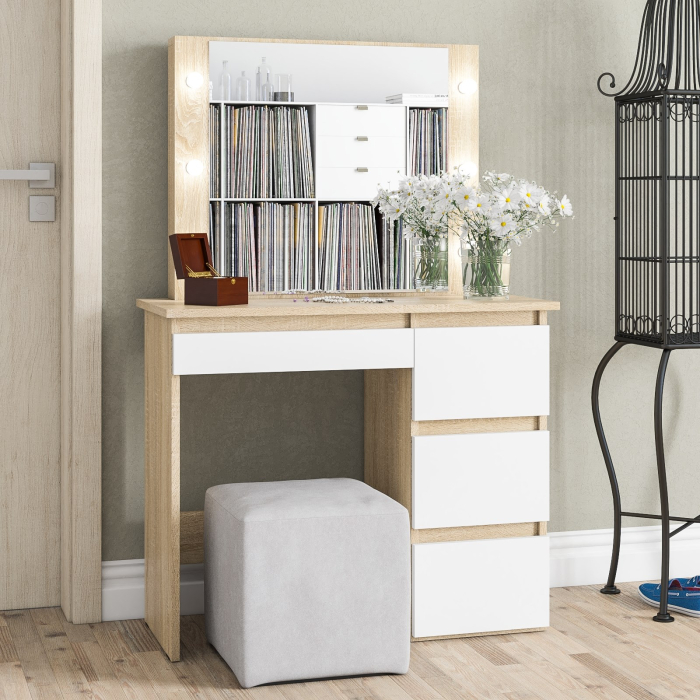 С зеркалом, Стол косметический с подсветкой Сура