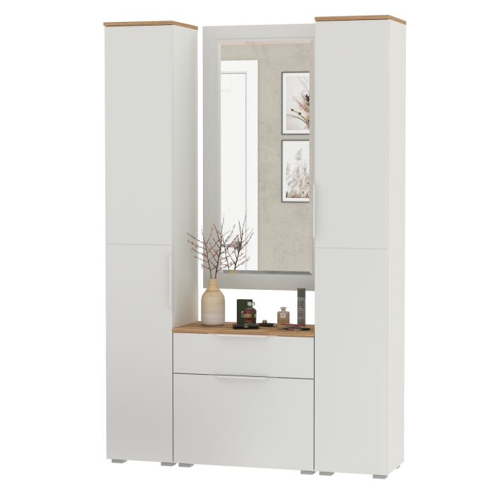 Прихожие, Два шкаф-пенала и обувница с ящиком с зеркалом Октава