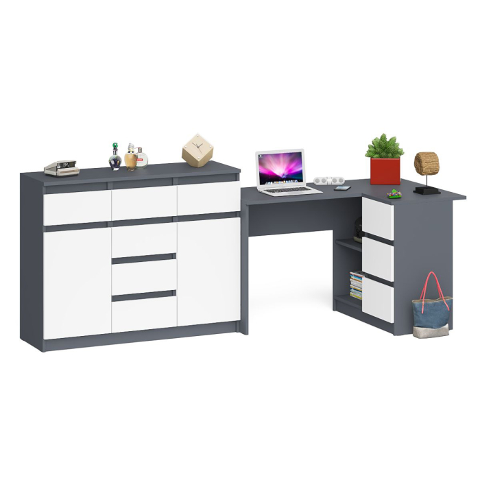 Компьютерные столы, Комод-тумба МК1200.4 с компьютерным угловым столом МС-16 правым Мори