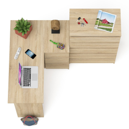 Высокий комод 700 пять ящиков и угловой компьютерный стол МС-16 правый серии Мори