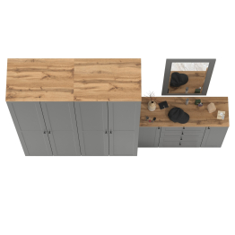 Два платяных шкафа Остин и комод с зеркалом