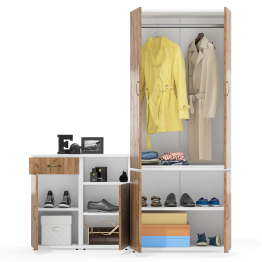 Платяной глубокий шкаф Лидер-8 19Б и две тумбочки 3.15 и 3.19