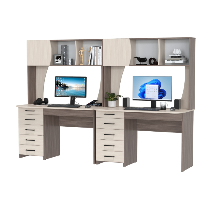 Прямые компьютерные столы, Два стола рабочих Сигма для двоих