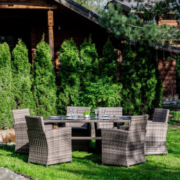 Обеденный комплект FIONA из искусственного ротанга серый