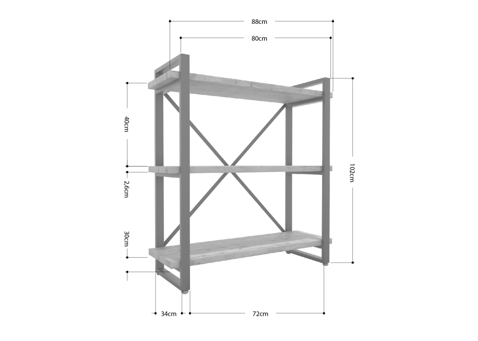 Стеллажи, Стеллаж Айсберг Лофт 80х102-2 черный