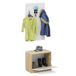 Обувница с мягким сиденьем с вешалкой для одежды П-6 МДФ фрезеровка прованс