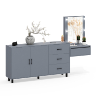 С зеркалом, Косметический навесной столик с подсветкой и комод с ящиками и дверками 123-1604