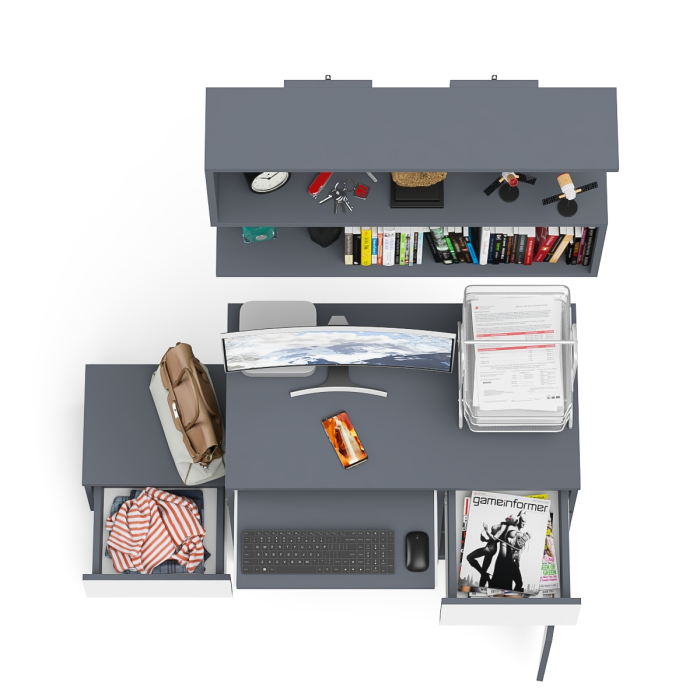 Прямые компьютерные столы, Стол компьютерный МС-1 правый с тумбой 400 и полкой Мори