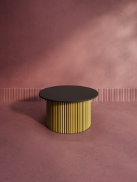 Стол круглый журнальный с золотым металлическим подстольем TRUBIS Wood M 80