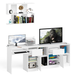 Открытая полка Мори 900 с компьютерным столом МС-1 правый и тумбой 1204-1