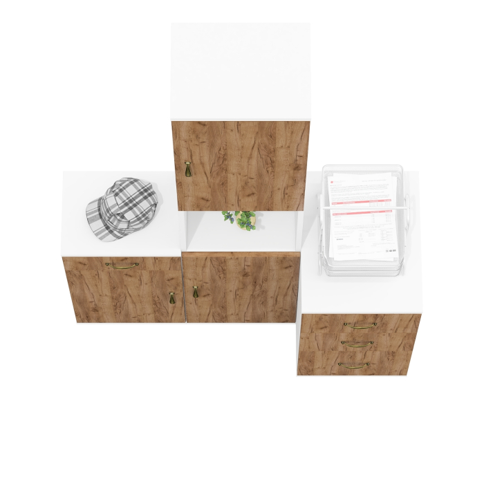 Стеллажи, Пенал с нишей Лидер-8 с тумбами Лидер-8 МД 3.15 и 3.16.