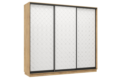 Шкаф-купе Премьер 34  (01РБ;01РБ;01РБ) фасады ромб белый/трёхдверный/Профиль чёрный муар