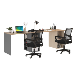 Два письменных стола Лайт 12.163 и два чёрных компьютерных кресла